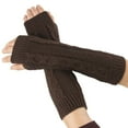 thumbnail image 1 of Miyuadkai Gloves Nbsp Mittens Winter Warm Women's Long Cable Knit Acrylic Gloves Arm Warmers Fingerless Gloves Thumb Hole Gloves Mittens Accessory Coffee, 1 of 6