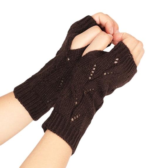 Miyuadkai Gloves Mittens Mittens Warm Knitted Convertible Winter Gloves Glove Fingerless Wool Mitten Gloves Accessory Coffee