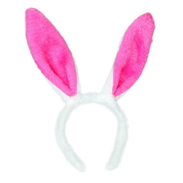 Bunny Rabbit White Plush Headband w Pink Satin Ears Costume Accessory ...