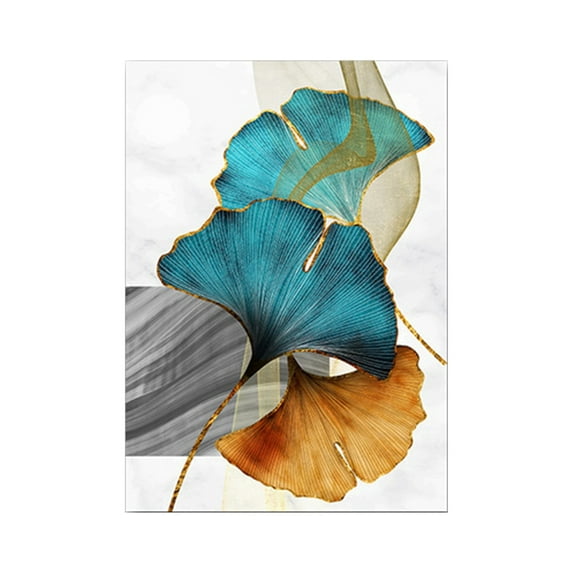 Miyuadkai Hangs,Clearance Abstract Wall Art Painting Blue Green Yellow Gold Leaf Canvas Print Wall Artwork Pictures Ready to Hang for Living Room Bedroom Office Home Decoration Home Decor Clearance B