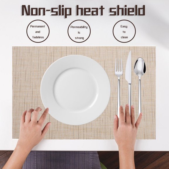 Miyuadkai Heat Resistant Table Placemats 18x12 Inch Non-Slip Bamboo Grain, Washable Woven Placemat for Dining Table Kitchen Decor, Heat Insulation Pad for Cups