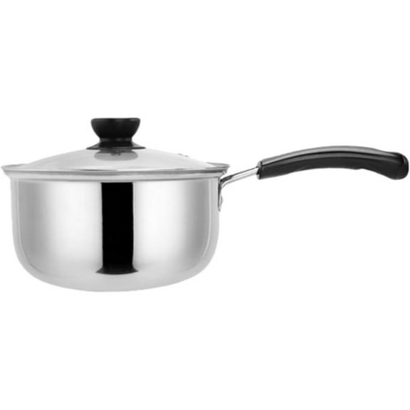Miyuadkai Kitchen Cooking Pot, Thickened Bottom Small Stovetop Pan Kitchen Cooking Pan Non Odorous Stainless Random Lid, 1 Kitchen Cooking Pot