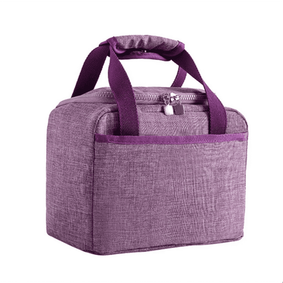 Miyuadkai Large Capacity Soft Insulated Lunch Bag Purple - Multi Functional Portable Bag with Food Container Pocket & Ice Pack | Thickened Aluminum Foil, Zippered Design