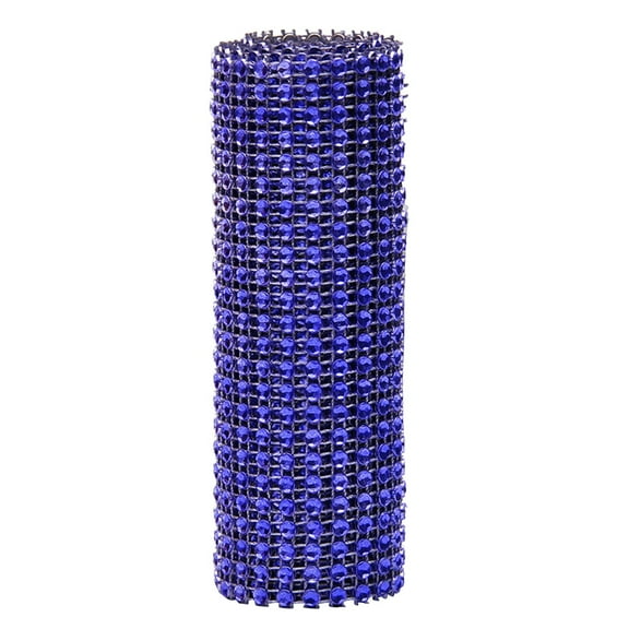Miyuadkai Mesh drill Crystal Rhinestone Ribbons Plastic 24 Rows Shiny Diamond Rhinestone Mesh Wrap Roll Dec tools Blue