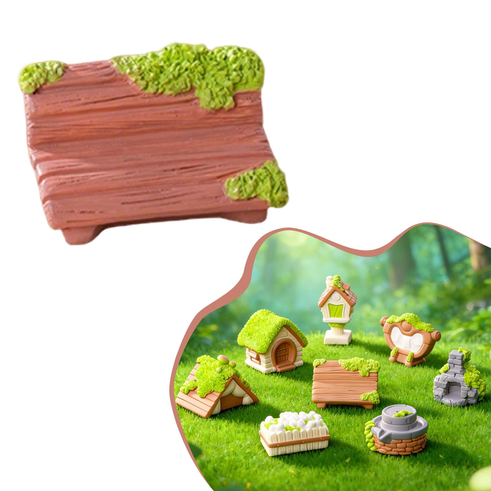 Miyuadkai Mossy Resin Cottage Scene, Rustic Garden Decor for Terrarium ...