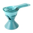 thumbnail image 1 of Miyuadkai Multifunctional Funnel Kitchen Six-In-One Funnel Set Cyan, Set of 4 Kitchen Funnels with White Separator and Stand 3 Sizes Funnel for Liquid Powder Oil Transferring, 4*Funnel 1*Base, 1 of 8