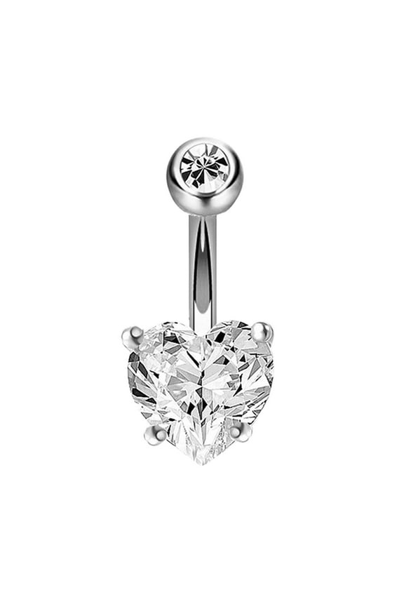 Navel Stainless Steel Double Rhinestone Navel Belly Button Rings Geometric Shape Navel Rings Zircon Belly Navel Piercing Jewelry For Women Girls Jewelry A One Size