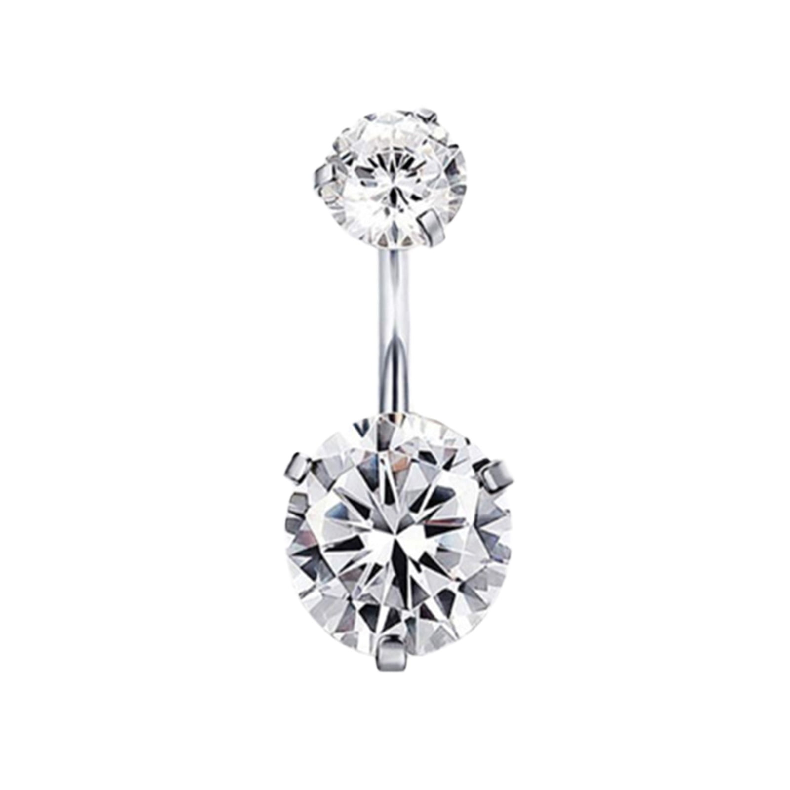 Neval Shape Miyuadkai Navel Stainless Steel Double Rhinestone Navel Belly Button ...