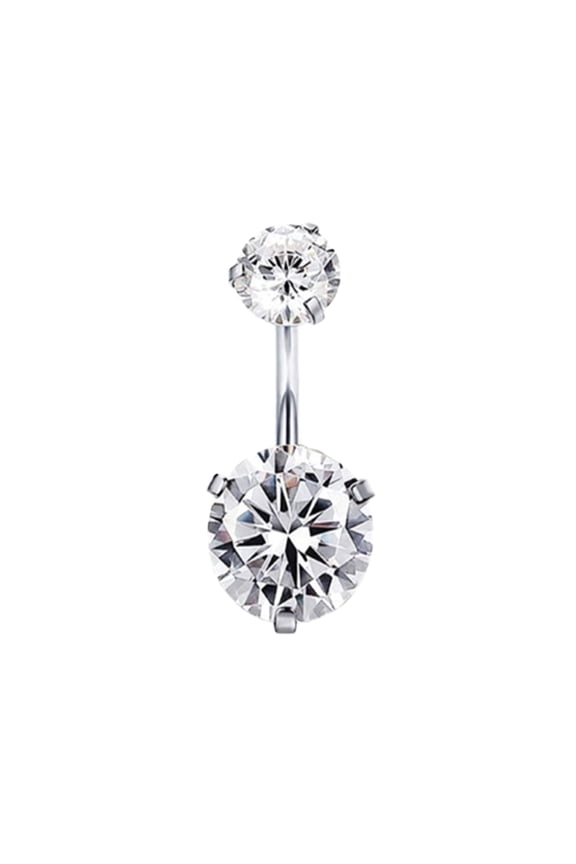 Navel Stainless Steel Double Rhinestone Navel Belly Button Rings Geometric Shape Navel Rings Zircon Belly Navel Piercing Jewelry For Women Girls Jewelry C One Size