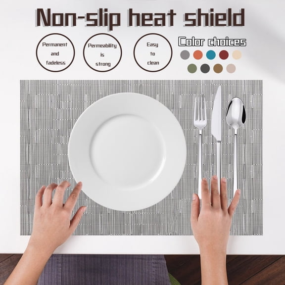 Miyuadkai Navy Blue Placemats Set of 1 - Easy Clean Washable PVC Vinyl Placemats - Wipeable Heat Resistant Woven Table Mats for Dining Table - 12x18 inch
