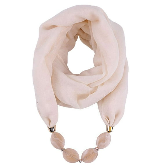Miyuadkai Neckerchief Women Necklace Pendant Scarf Ethnic Style Soft Necklace Scarf Accessory Beige