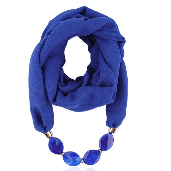 Miyuadkai Neckerchief Women Necklace Pendant Scarf Ethnic Style Soft Necklace Scarf Accessory Dark blue