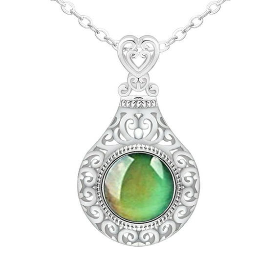 Miyuadkai Necklaces 925 Sterling Moods Necklack For Women Vintage Openwork Necklack Jewelry Temperature Control Color Change Moods Necklack Jewelry Silver One Size