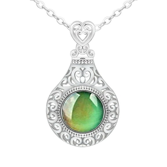 Miyuadkai Necklaces 925 Sterling Moods Necklack For Women Vintage Openwork Necklack Jewelry Temperature Control Color Change Moods Necklack Jewelry Silver One Size