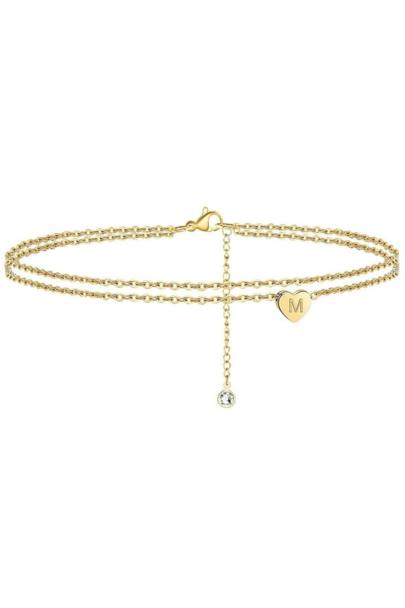 Necklaces Anklet Letter Initial Heart Women Ankle Layered Bracelets Anklet Jewelry M One Size