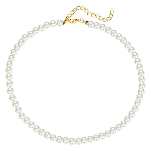 Miyuadkai Necklaces Choker Collar Charm Pearl Necklaces For Women Fashion Vintage Chain Imitation Body Chain Jewelry B One Size