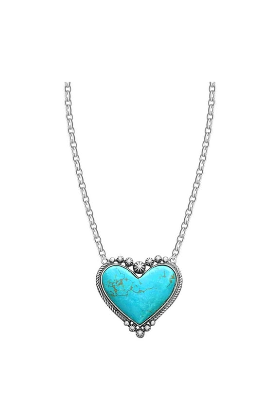 Necklaces Creative Vintage Heart Turquoise Pendant Necklace Personality Fashion Party Boho Jewelry Gifts Jewelry Sky Blue