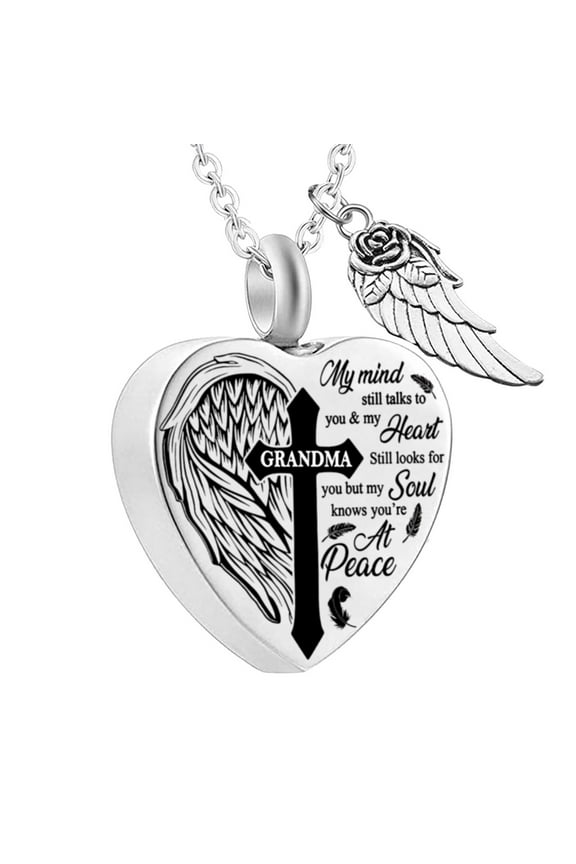 Necklaces Jewelry For Ashes -No Longer By My Side Forever In My Heart Pendant Necklace For Ashes Grandma Grandpa Mom Dad Papa Sister Jewelry D One Size