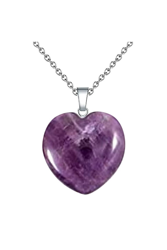 Necklaces Natural Stone Amethyst Powder Love Pendant Peach Shaped Gem Pendant Necklace Jewelry D One Size