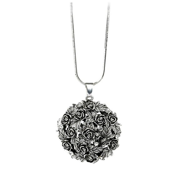 Miyuadkai Necklaces Personalized Rose Black Necklace Necklace Chain Long Pendant Necklace Elegant Rhinestone Women'S Accessories Sweater Jewelry Necklaces & Pendants Jewelry Silver One Size