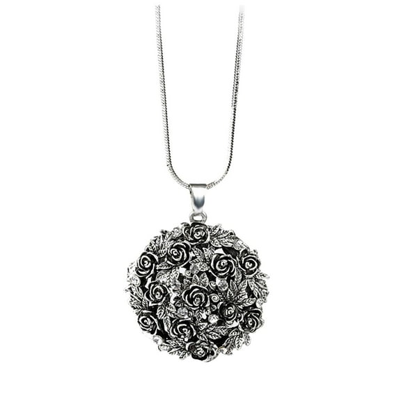 Miyuadkai Necklaces Personalized Rose Black Necklace Necklace Chain Long Pendant Necklace Elegant Rhinestone Women'S Accessories Sweater Jewelry Necklaces & Pendants Jewelry Silver One Size