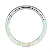 Miyuadkai Nose Jewelry 16G Opal Septum Rings Hoop Nose Ring Lip Rings Stainless Steel Hinged Segment Ring Seamless Ring Cartilage Earrings Hoop Tragus Septum Piercing Jewerly Jewelry Silver1 A