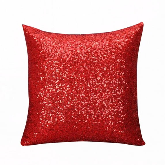 Miyuadkai Pillow Solid Color Glitter Sequins Throw Case Cafe Home Decor Cushion Covers Home Decor Red one Size