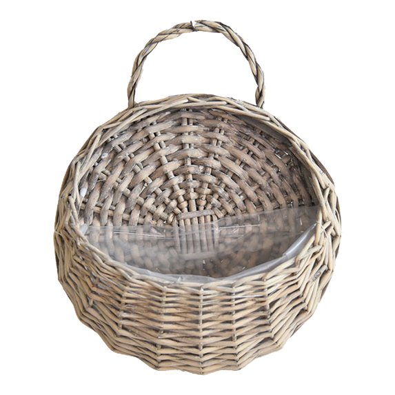 Miyuadkai Plant Pots Clearance Wall Fence Hanging Planter Handmade Rattan Basket Hand Made Wicker Rattan Flower Basket Flower Pots Hanger Garden Decoration Watering Hanging Baskets Home Decor Grey