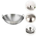 thumbnail image 1 of Miyuadkai Polished Stainless Steel Frying Pan, Polished Stainless Wok Round Bottom Wok with 2 Loop Handles Stainless Round Bottom Wok for Kitchen Home Restaurant (11 Inch)(28X28Cm), 1 of 9