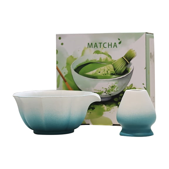 Miyuadkai Printed Matcha Gift Box 2-Piece Set B, Japanese Tea Set Includes Matcha Bowl Large Content Matcha Kit with Matcha Whisk Holder Matcha Set for Tea Fans, Boxed 2-Piece Set