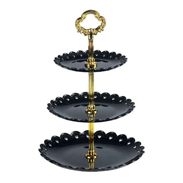 Miyuadkai Rack Clearance Sales 3-Tier Cupcake Stand Cake Dessert Wedding Event Party Display Tower Plate Round Black