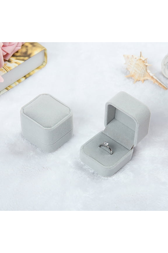 Rings Gorgeous Velvet Ring Box Velvet Ring Gifts Box For Wedding Proposal Jewelry Storage Box Jewelry Grey One Size