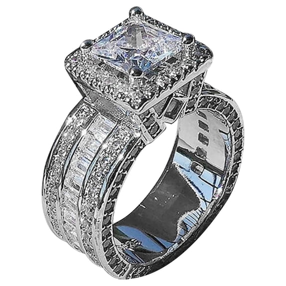 Miyuadkai Rings Gorgeous Wedding Cut Princess Size511 Women's Ring Copper Ring Gemstone Rings Jewelry White7 7