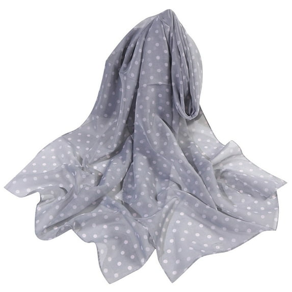 Miyuadkai Scarf Silk Women 160*50cm Print Wrap Dot Shawl Soft Scarf Scarves Long Scarf Accessory Grey