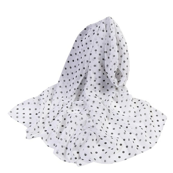 Miyuadkai Scarf Silk Women 160*50cm Print Wrap Dot Shawl Soft Scarf Scarves Long Scarf Accessory White
