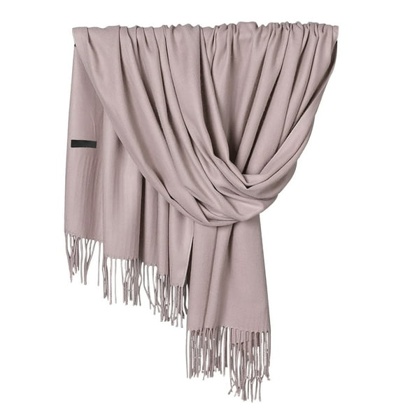Miyuadkai Scarf Women Pashmina Scarf Soft Solid Plain Shawl Wrap Fashion Warm Neck With Fringes Accessory Beige