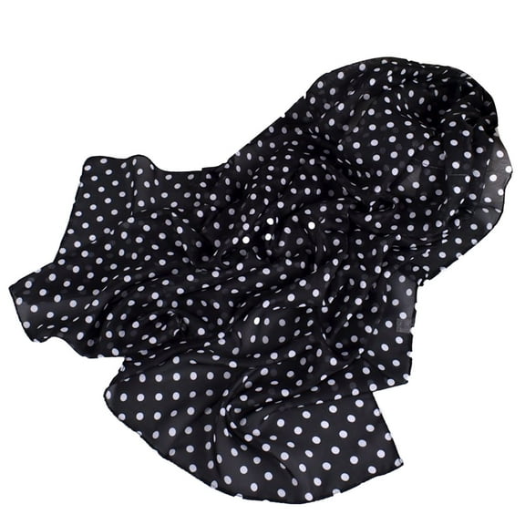 Miyuadkai Scarf Women Polka Dots Print Soft Chiffon Shawl Wrap Wraps Scarf Scarves Accessory Black