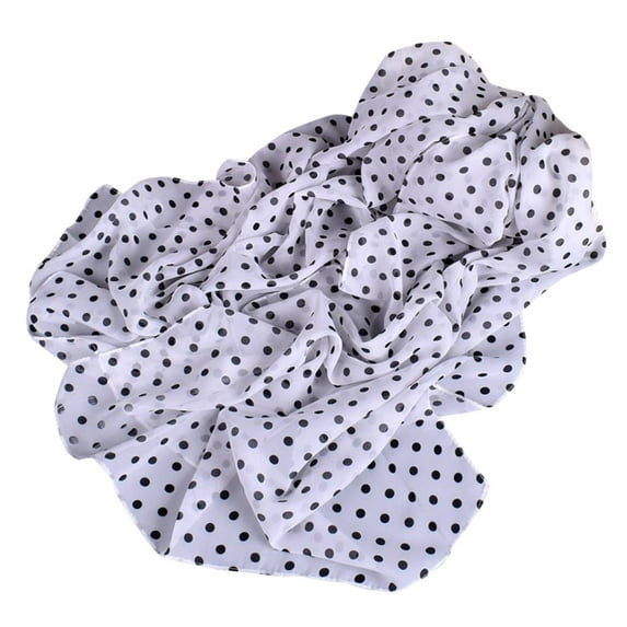 Miyuadkai Scarf Women Polka Dots Print Soft Chiffon Shawl Wrap Wraps Scarf Scarves Accessory White