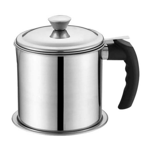Miyuadkai Stainless Steel Oil Filter Cup 1.4L, Container Cooking Oil with Mesh Strainer Cooking Oil Can with Removable Tray for Storing Frying Oil & Cooking Cooking Oil, 1 Set of *Pot