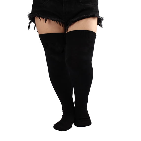 Miyuadkai Stockings Women's Plus Size Women Over Knee Tall Socks Plus Cotton Socks Extra Thick Thigh Socks Stockings Accessory Black