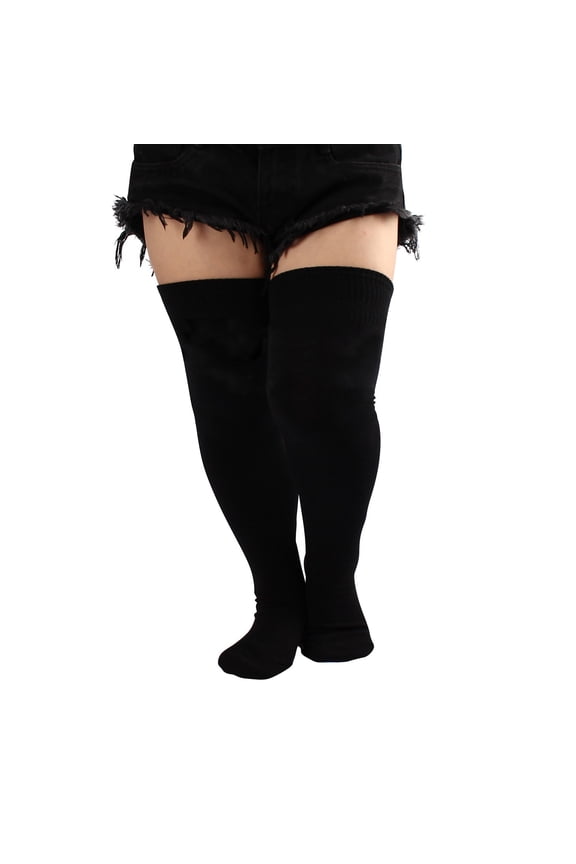 Stockings Women's Plus Size Women Over Knee Tall Socks Plus Cotton Socks Extra Thick Thigh Socks Stockings Accessory Black