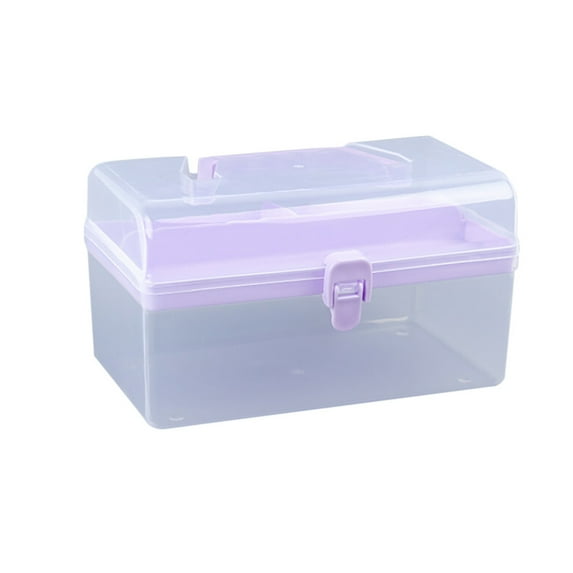 Miyuadkai Storage Containers Clear Multipurpose Portable Handled Organizer Storage Box Purple