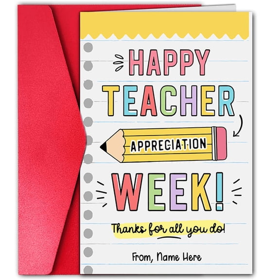 Miyuadkai Taecher Appreciation Week Card Set with Envelope, Thank You Greeting Card from Student, Cute sch-ol Design for Cla-sroom Gift – 1 Pack
