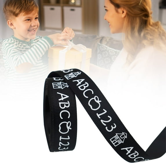 Miyuadkai Themed Ribbon Ruler School Bus Abc Pencil Backpack Books Chalkboard Printed Craft Ribbons for Teacher Appreciation Wreath Wrapping (School Theme Set), 1 Back-To-School Decorative Ribbon