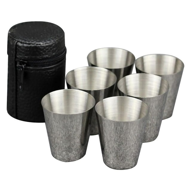 Miyuadkai Thickened Stainless Steel Outdoor Portable Wine Cup, 6 Pack Stainless Shot Cups 2 Oz Shot Glass Metal Barware Drinking Tumbler for Home Restaurant Tequila Liquor Beer Water Bar Silver