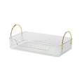 thumbnail image 1 of Miyuadkai Transparent Square Makeup Organizer with Gold Rod – Single Layer Cosmetic Storage Tray, Bathroom Countertop Organizer, Metal Handle, Neat Disposal, 1 of 9