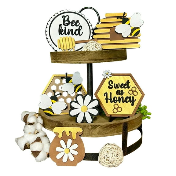 Miyuadkai Tray Decoration Clearance Summer Hierarchical Tray Decorative Watermelon Set Hello Summer Wood Desktop Logo Rural Farmhouse Decoration Home Kitchen Table home decor Yellow