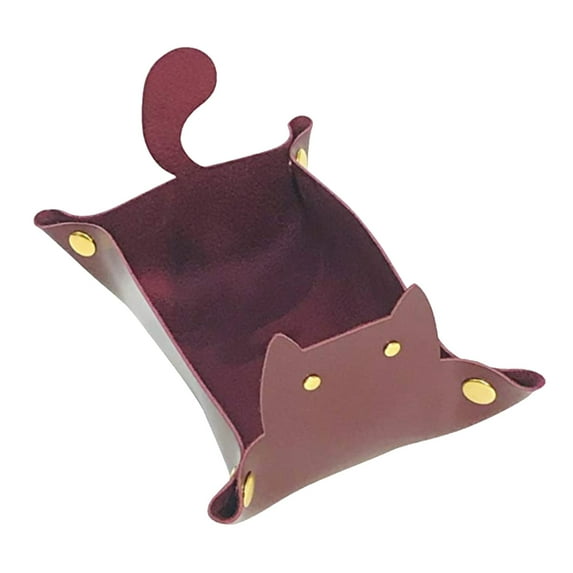 Miyuadkai Tray Plates Clearance Entrance Miscellaneous Storage Tray Cartoon Cat Shaped Coffee Table Organizing Box Leather Desktop Storage Tray Room Decor D