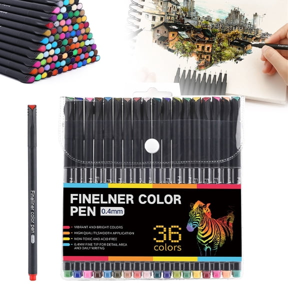 Miyuadkai Washable Colored Marker Set 0.4mm, Liner Needle pan Assorted Colors Smooth Writing, fane Line Drawing pans 36 Pack