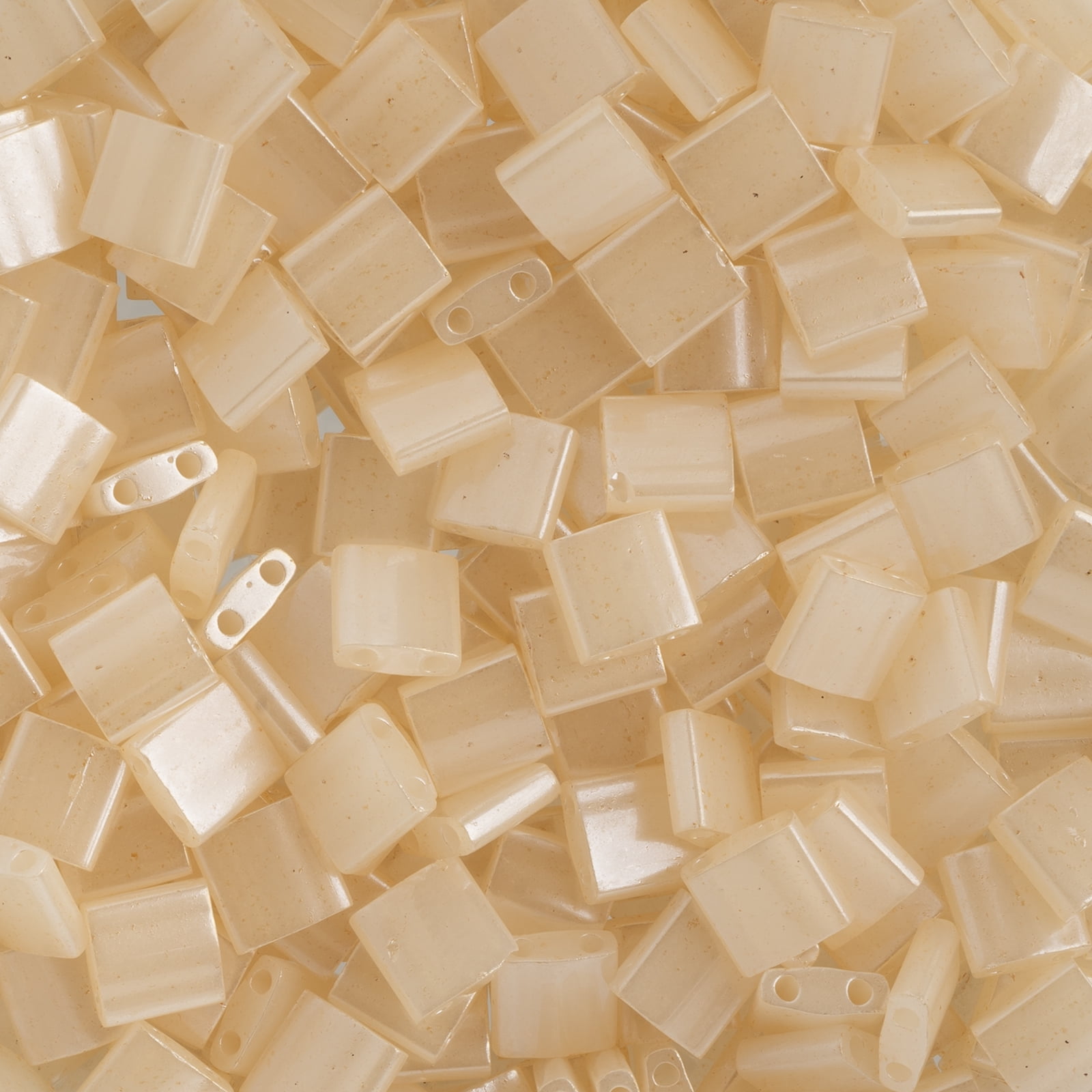 Miyuki 5x5mm TL-2365 Ivory Opaque Luster Tila Glass Square Beads 50 Grams